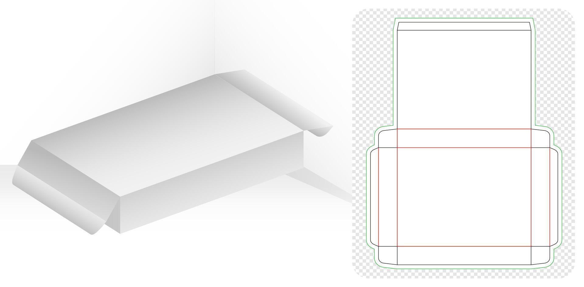 Box packaging die cut template designs 3d mock-up isolated white backgrounds for your product in the form foldable crease thickness for bakery shops, products compartments unique designs minimalist vector