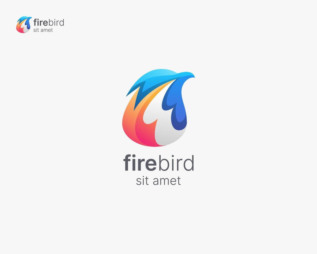 Abstract colorful bird with fire logo vector