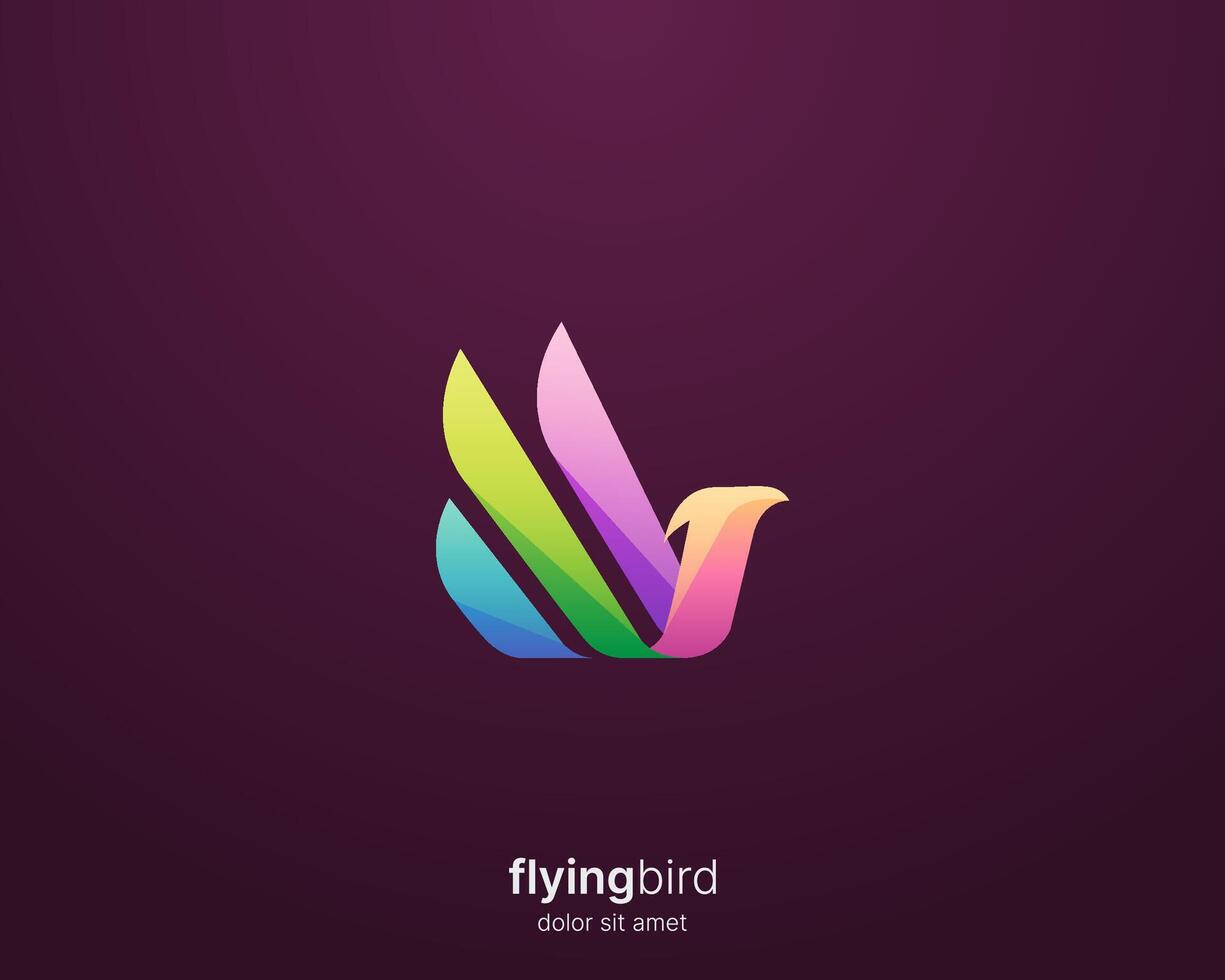 Bird logo. Colorful abstract bird fly logo icon vector