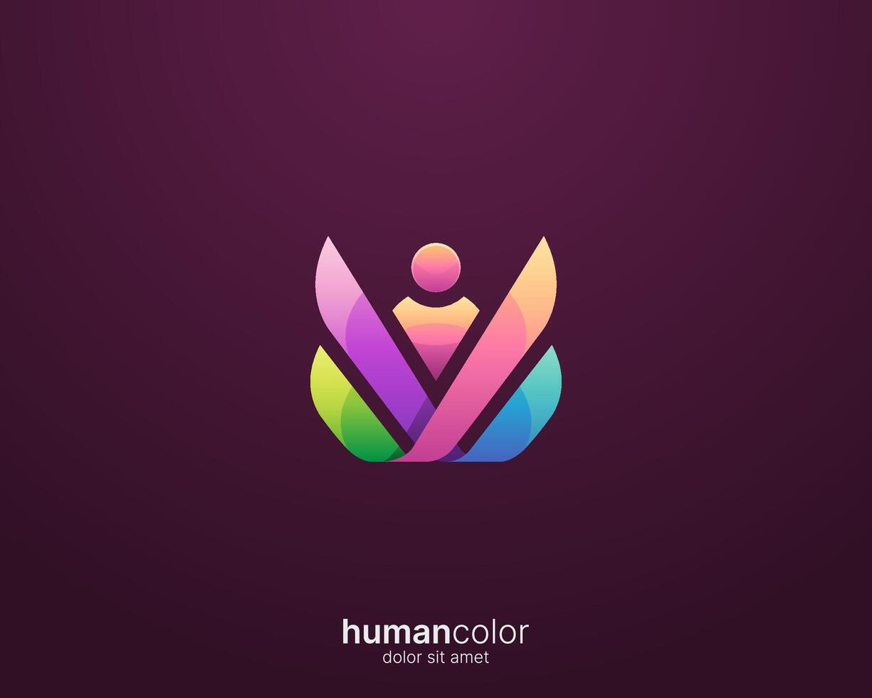 Abstract colorful people meditation logo icon vector