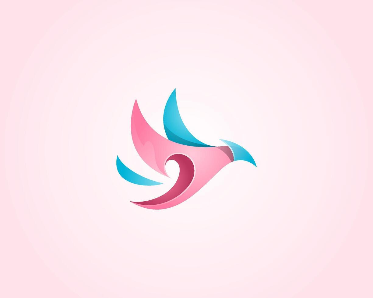 Abstract flying bird logo with smooth gradient vector