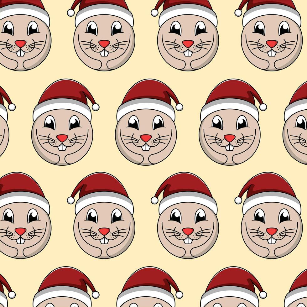 Rabbit cute with santa hat pattern background for wallpaper and etc, design template perfect for christmas vector