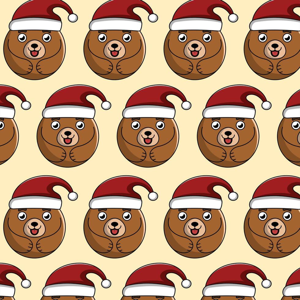 Cute Bear with santa hat pattern background for wallpaper and etc, design template perfect for christmas vector