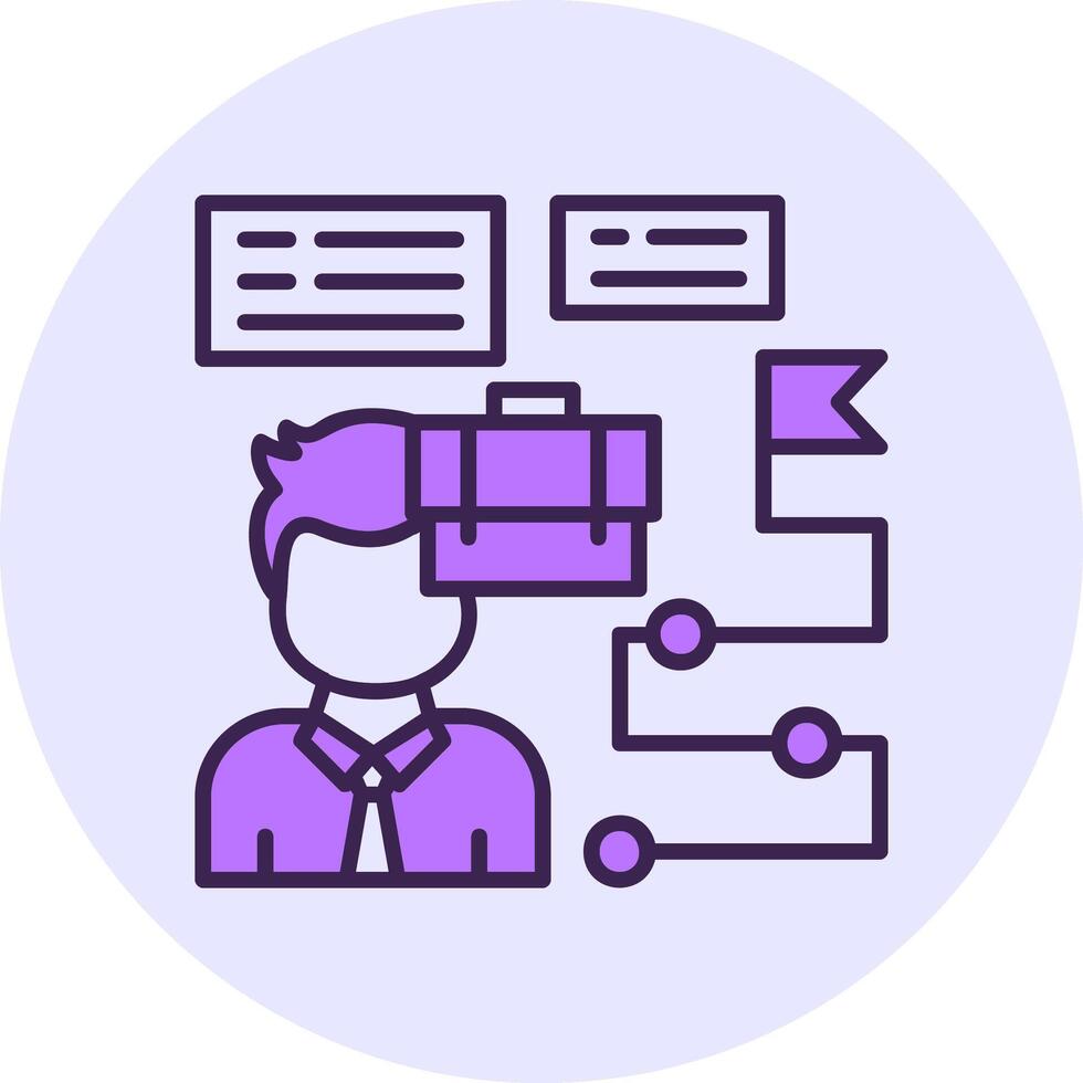 Career Path Filled Circle Fill Style Icon vector