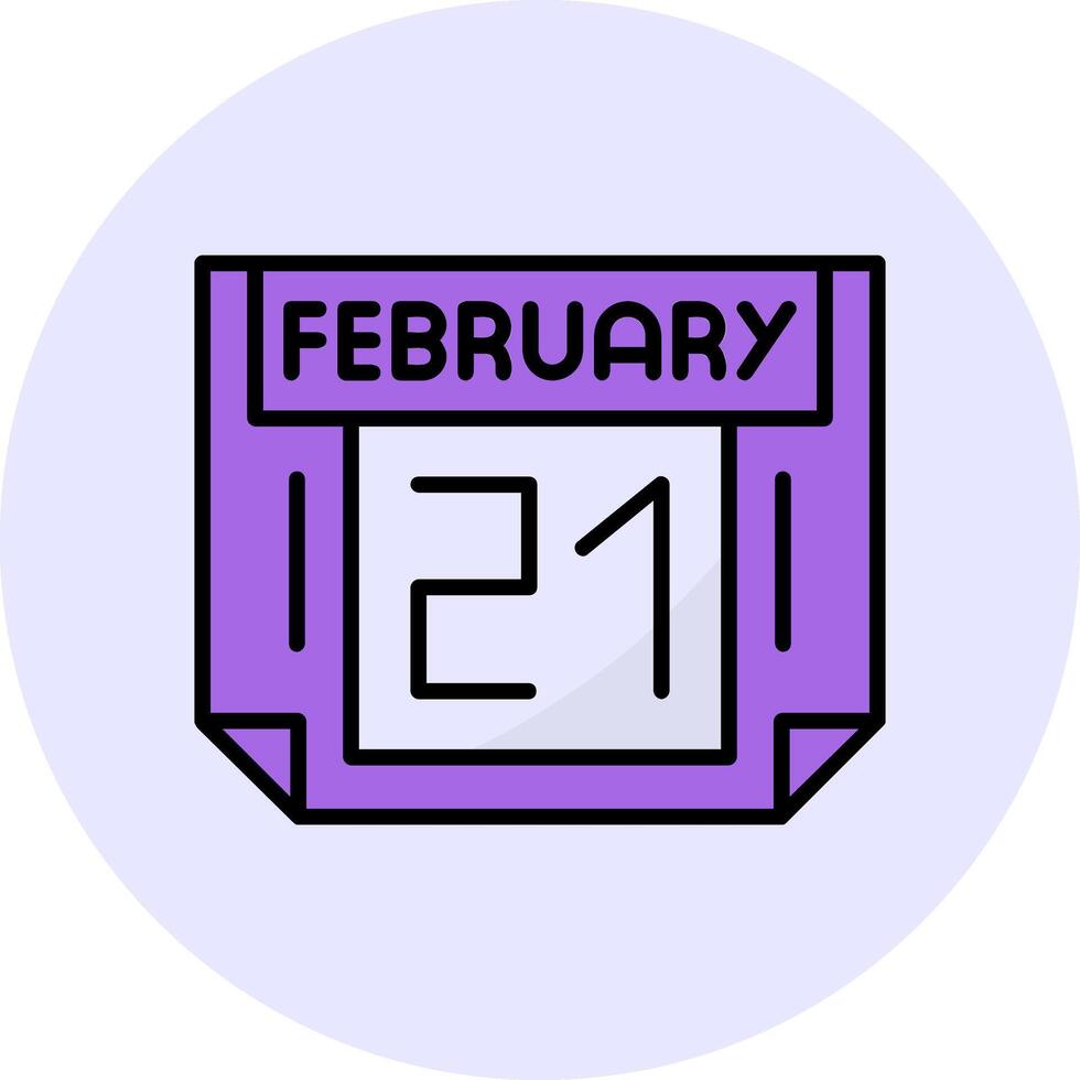 21 February Filled Circle Fill Style Icon vector