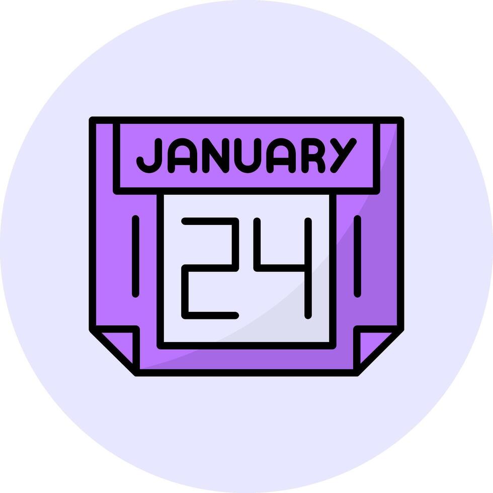 24 January Filled Circle Fill Style Icon vector