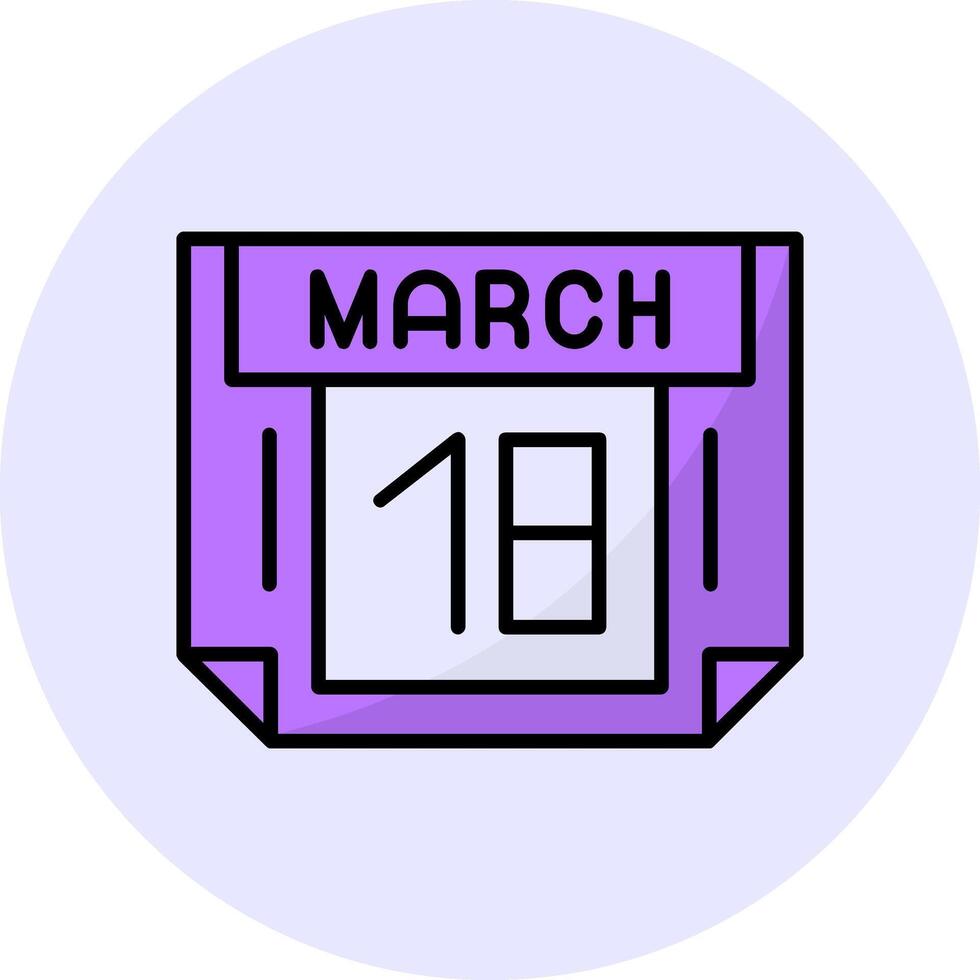 18 March Filled Circle Fill Style Icon vector