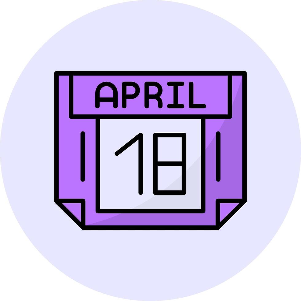18 April Filled Circle Fill Style Icon vector