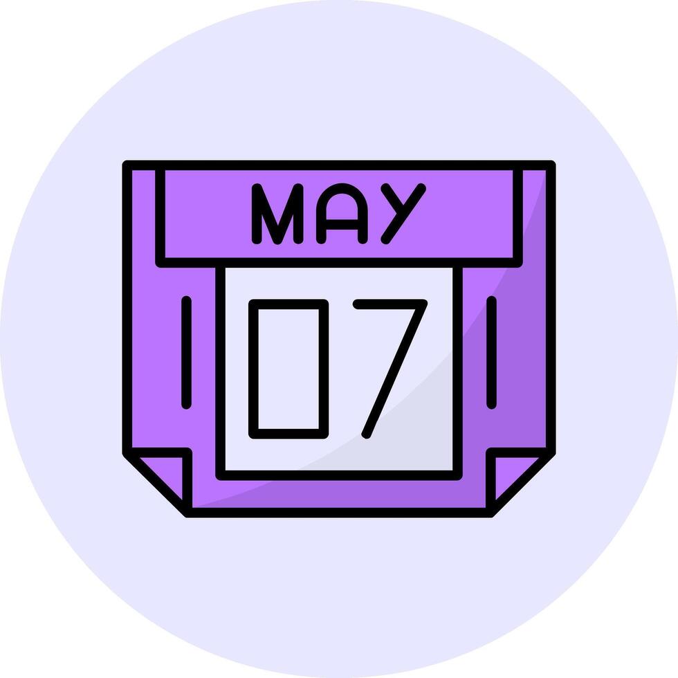7 May Filled Circle Fill Style Icon vector