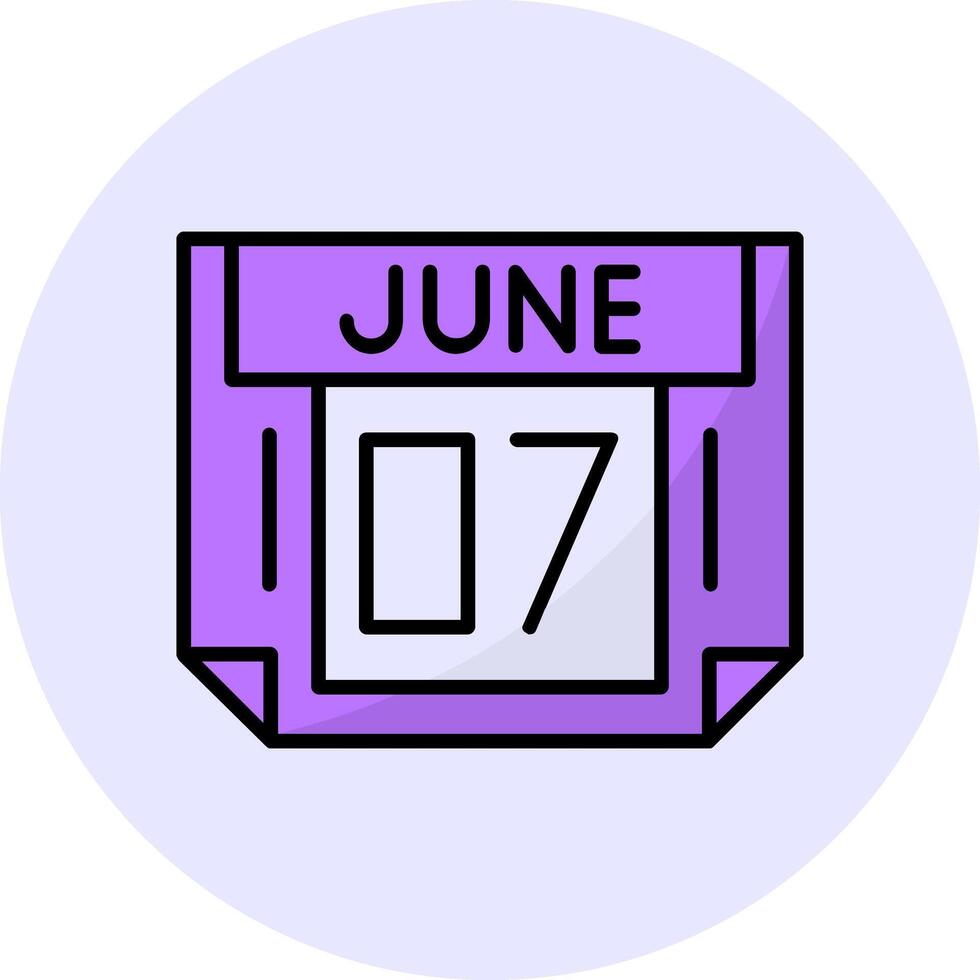 7 June Filled Circle Fill Style Icon vector