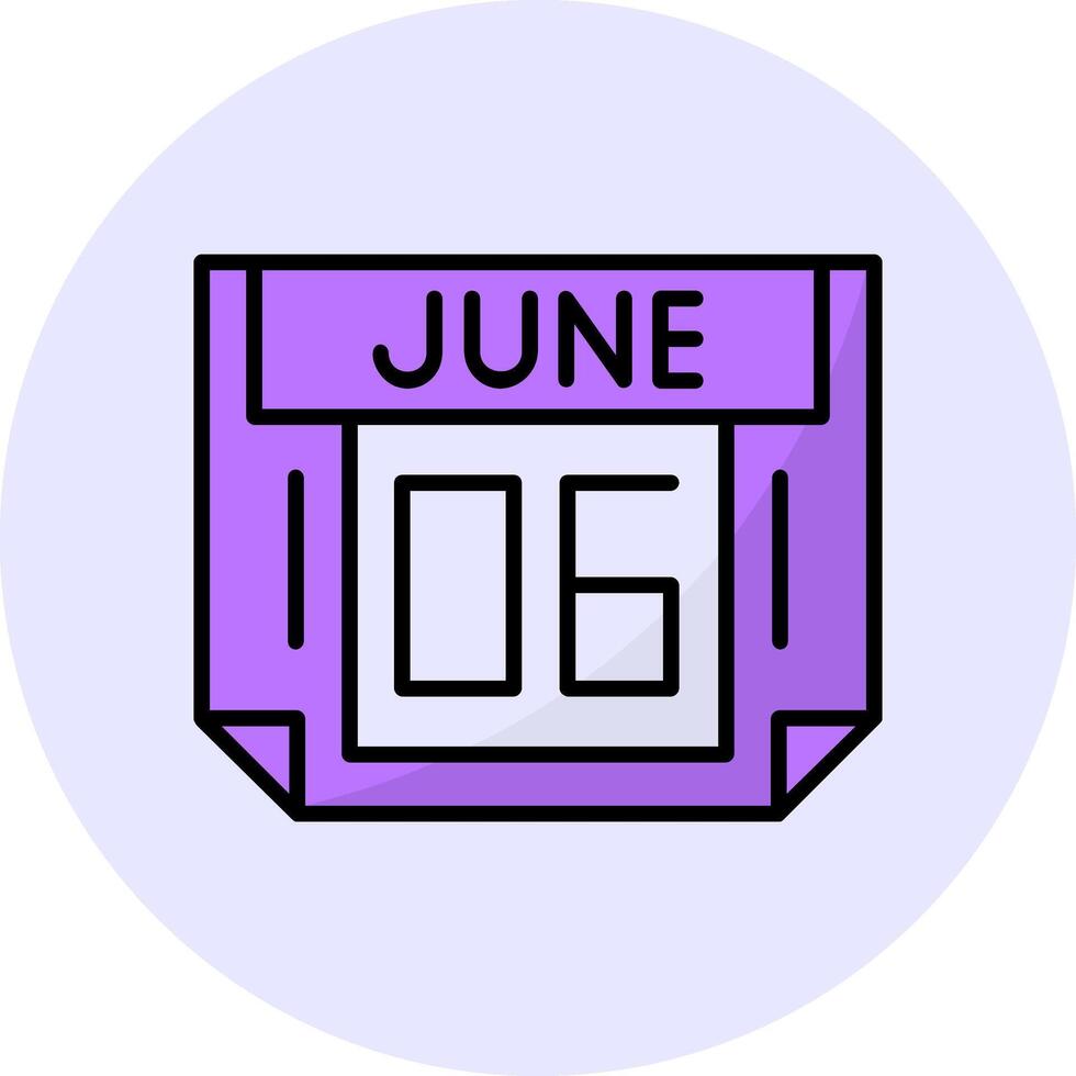 6 June Filled Circle Fill Style Icon vector