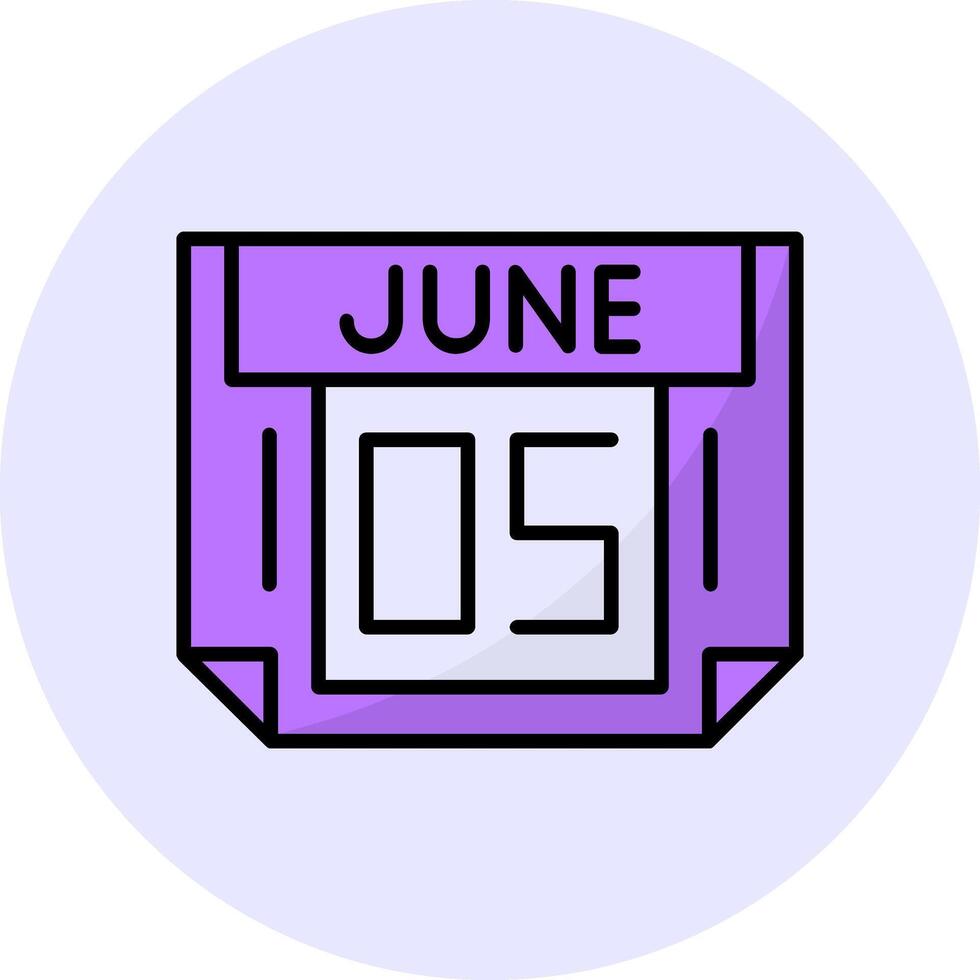 5 June Filled Circle Fill Style Icon vector