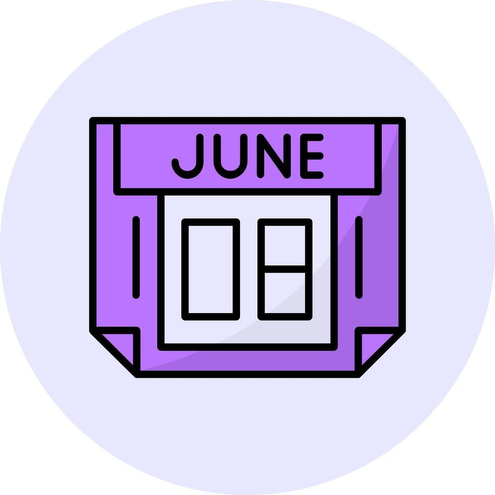 8 June Filled Circle Fill Style Icon vector