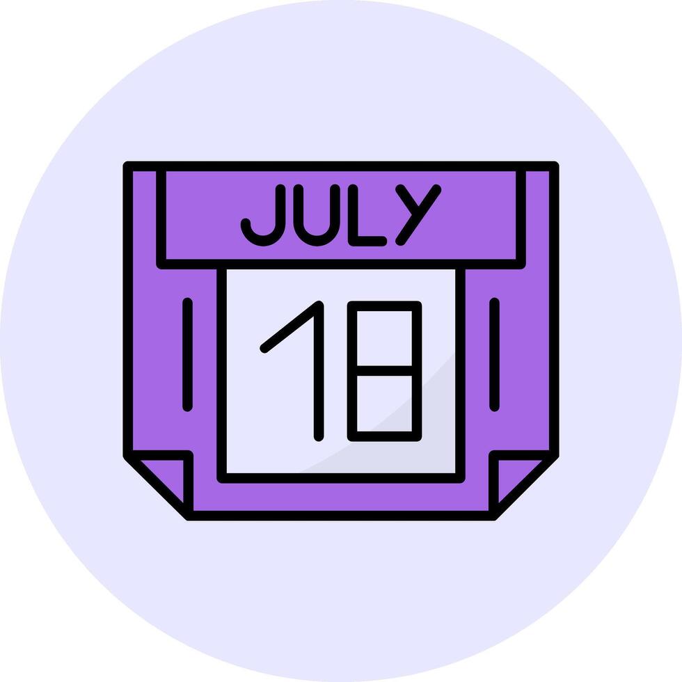 18 July Filled Circle Fill Style Icon vector