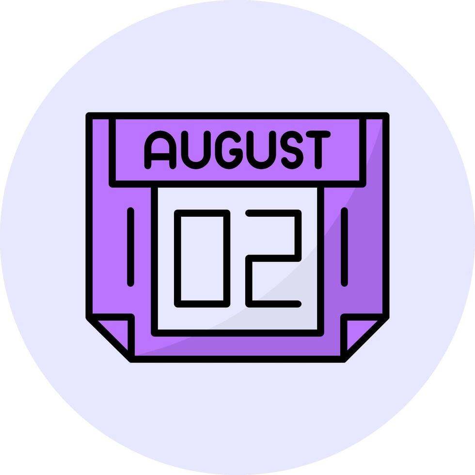 2 August Filled Circle Fill Style Icon vector
