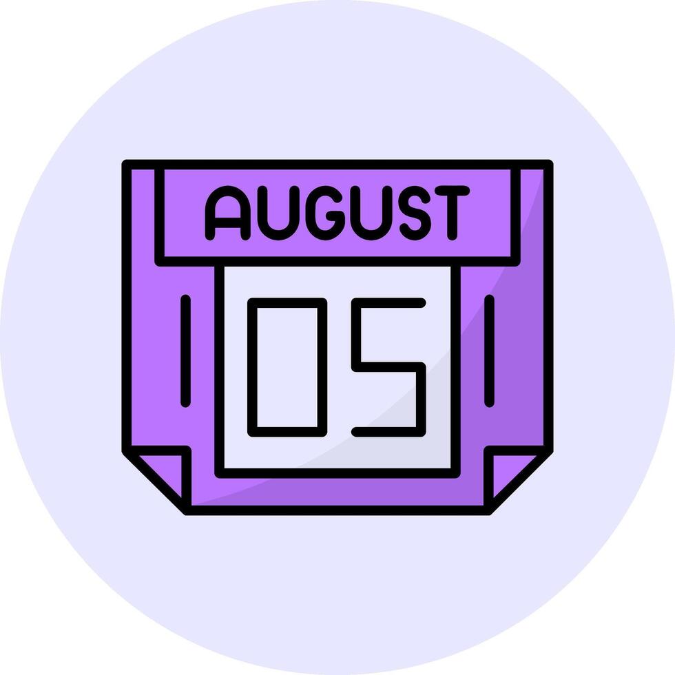 5 August Filled Circle Fill Style Icon vector