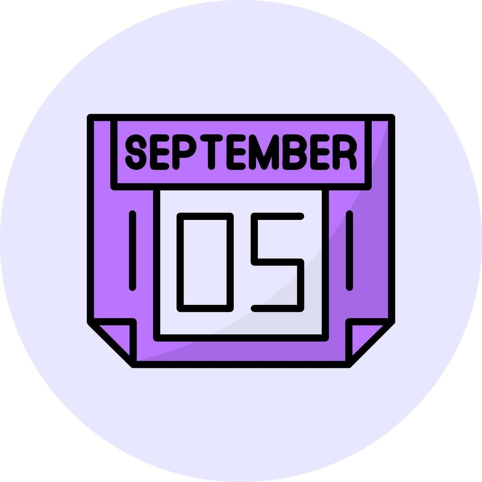 5 September Filled Circle Fill Style Icon vector