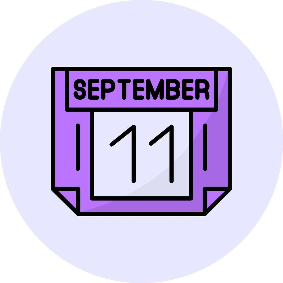 11 September Filled Circle Fill Style Icon vector
