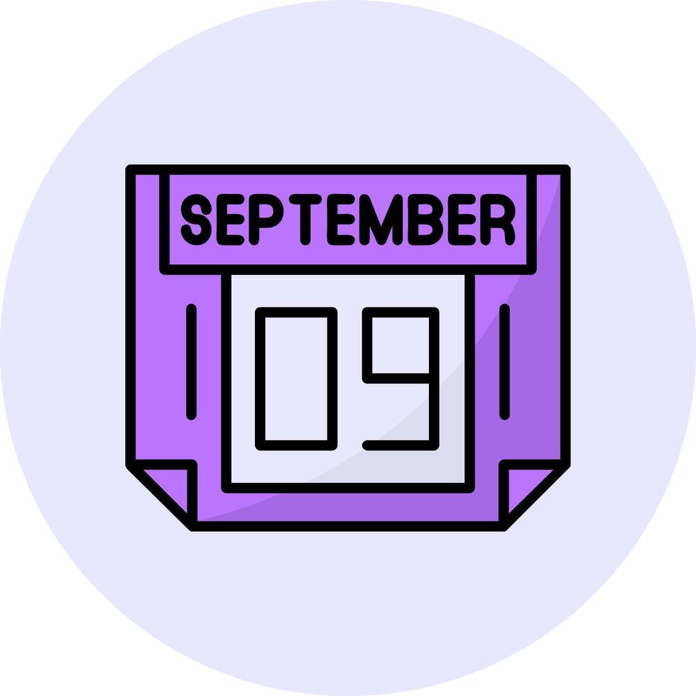 9 September Filled Circle Fill Style Icon vector