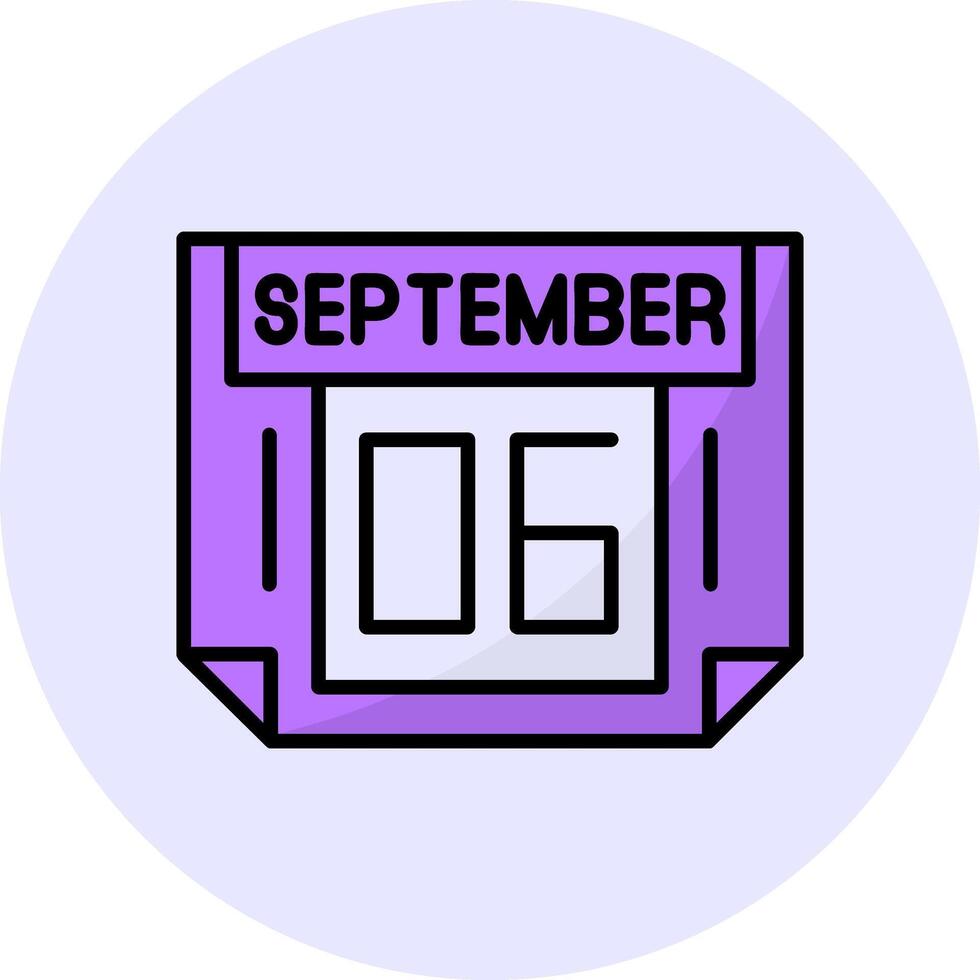 6 September Filled Circle Fill Style Icon vector