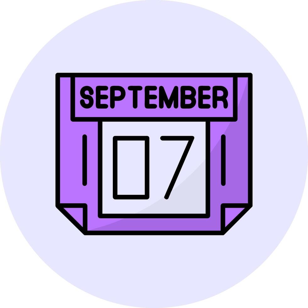7 September Filled Circle Fill Style Icon vector