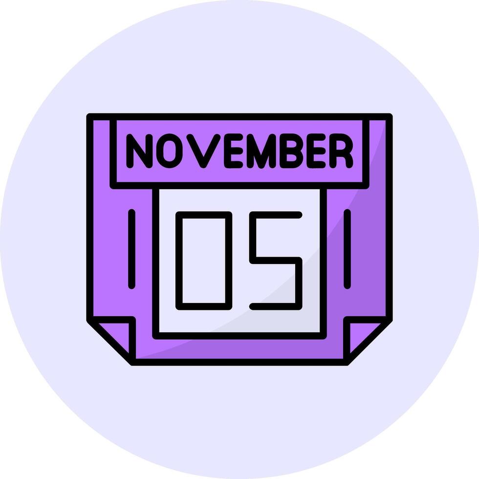 5 November Filled Circle Fill Style Icon vector