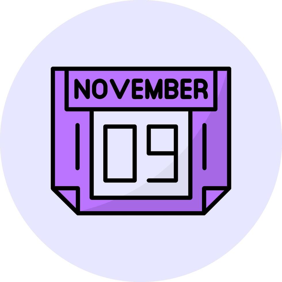 9 November Filled Circle Fill Style Icon vector