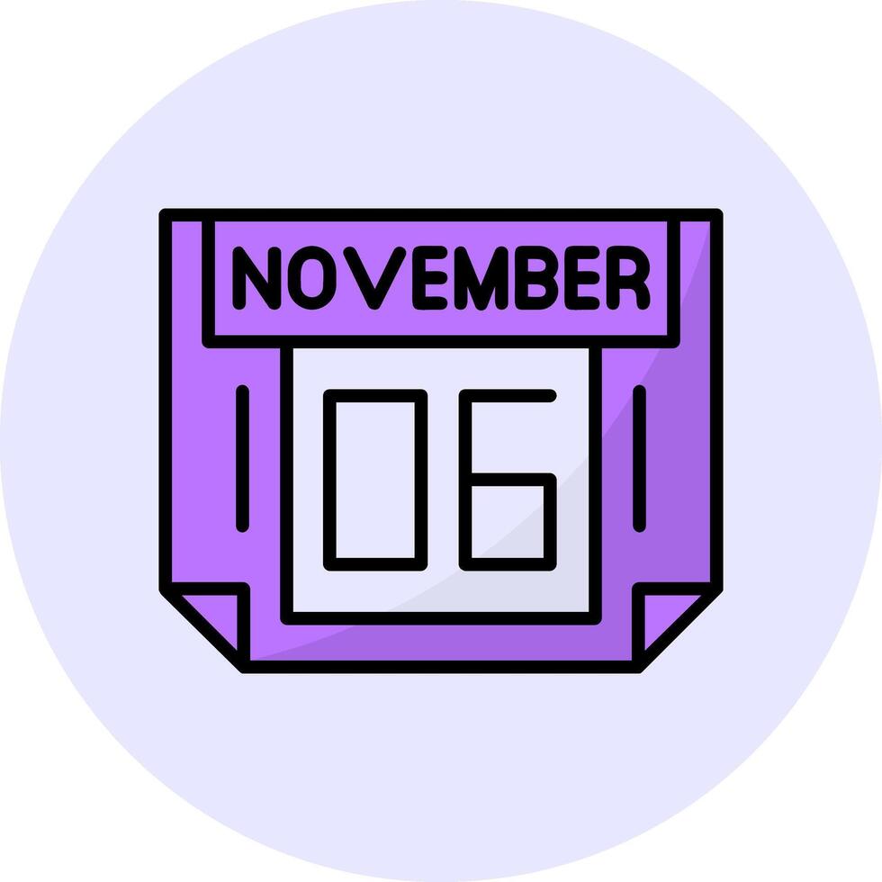 6 November Filled Circle Fill Style Icon vector