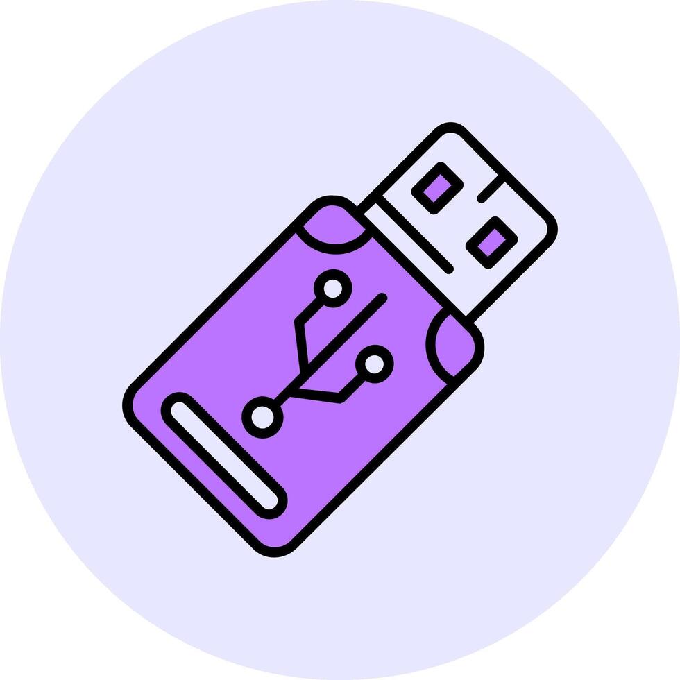 USB Filled Circle Fill Style Icon vector