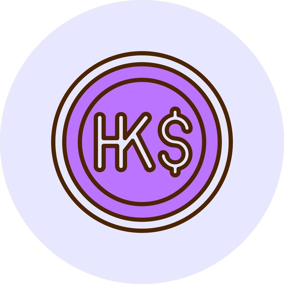 Hong Kong Dollar Sign Filled Circle Fill Style Icon vector