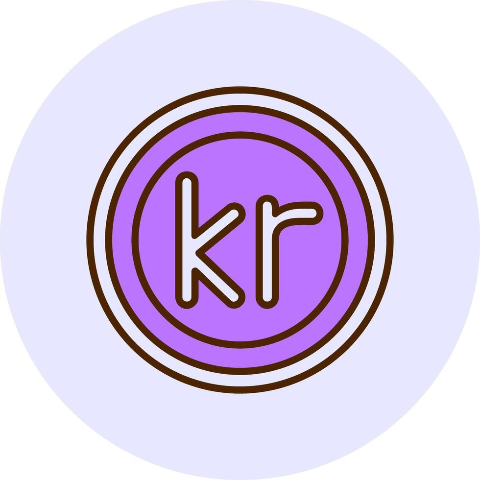 Norwegian Krone Sign Filled Circle Fill Style Icon vector