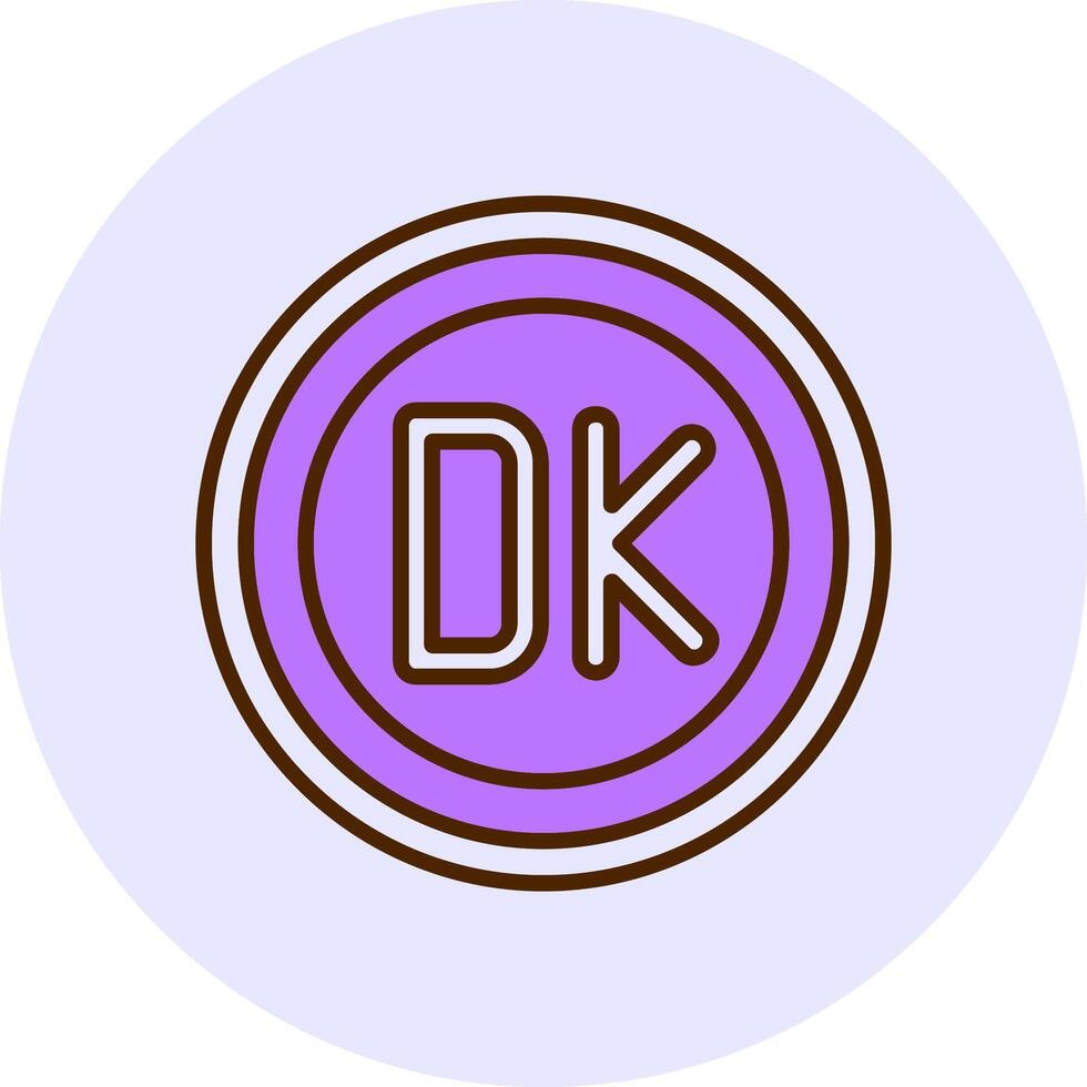 Danish Krone Sign Filled Circle Fill Style Icon vector