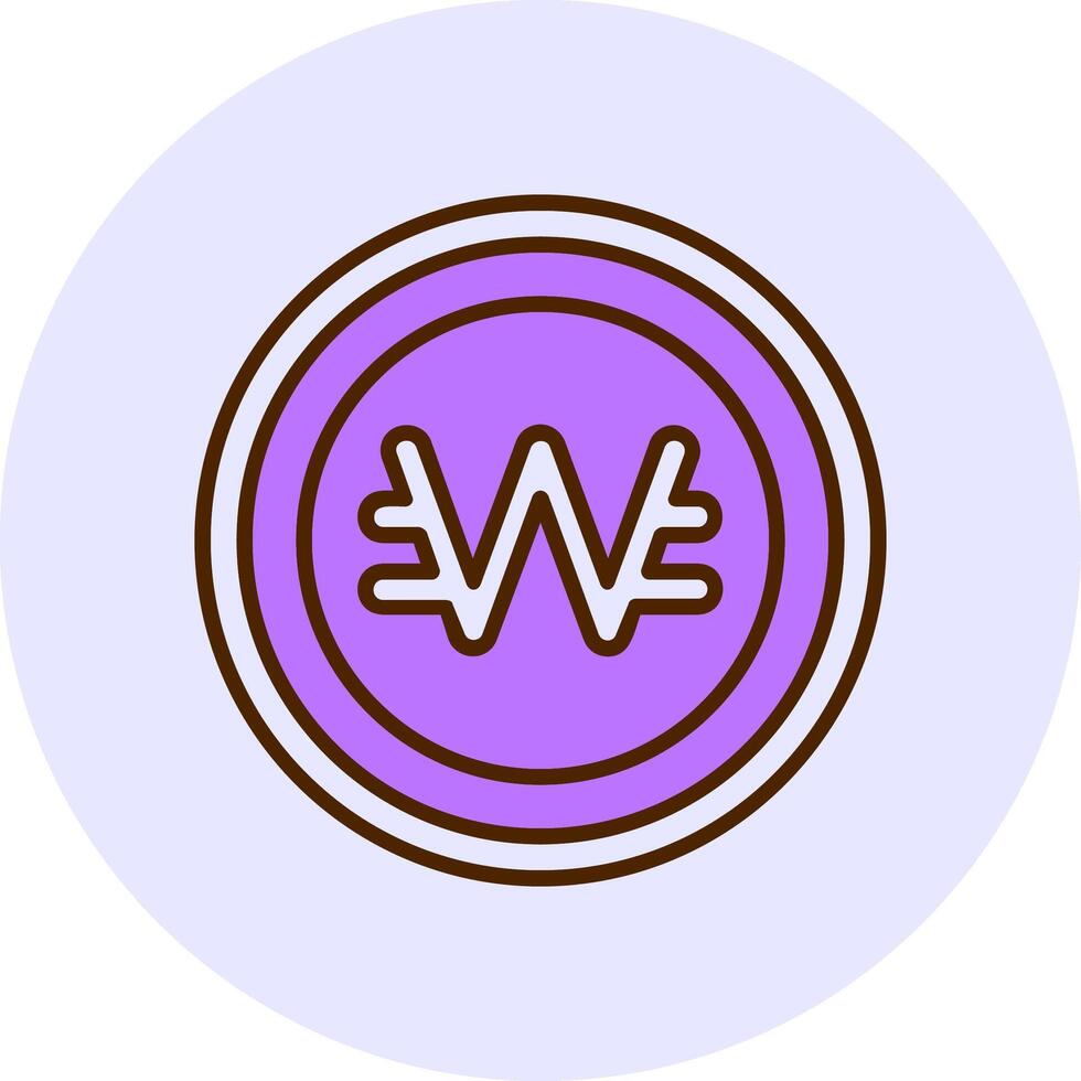 South Korean Won Sign Filled Circle Fill Style Icon vector