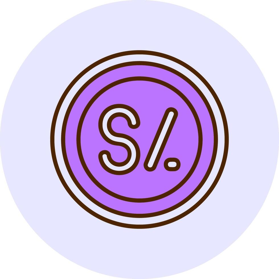 Peruvian Sol Sign Filled Circle Fill Style Icon vector