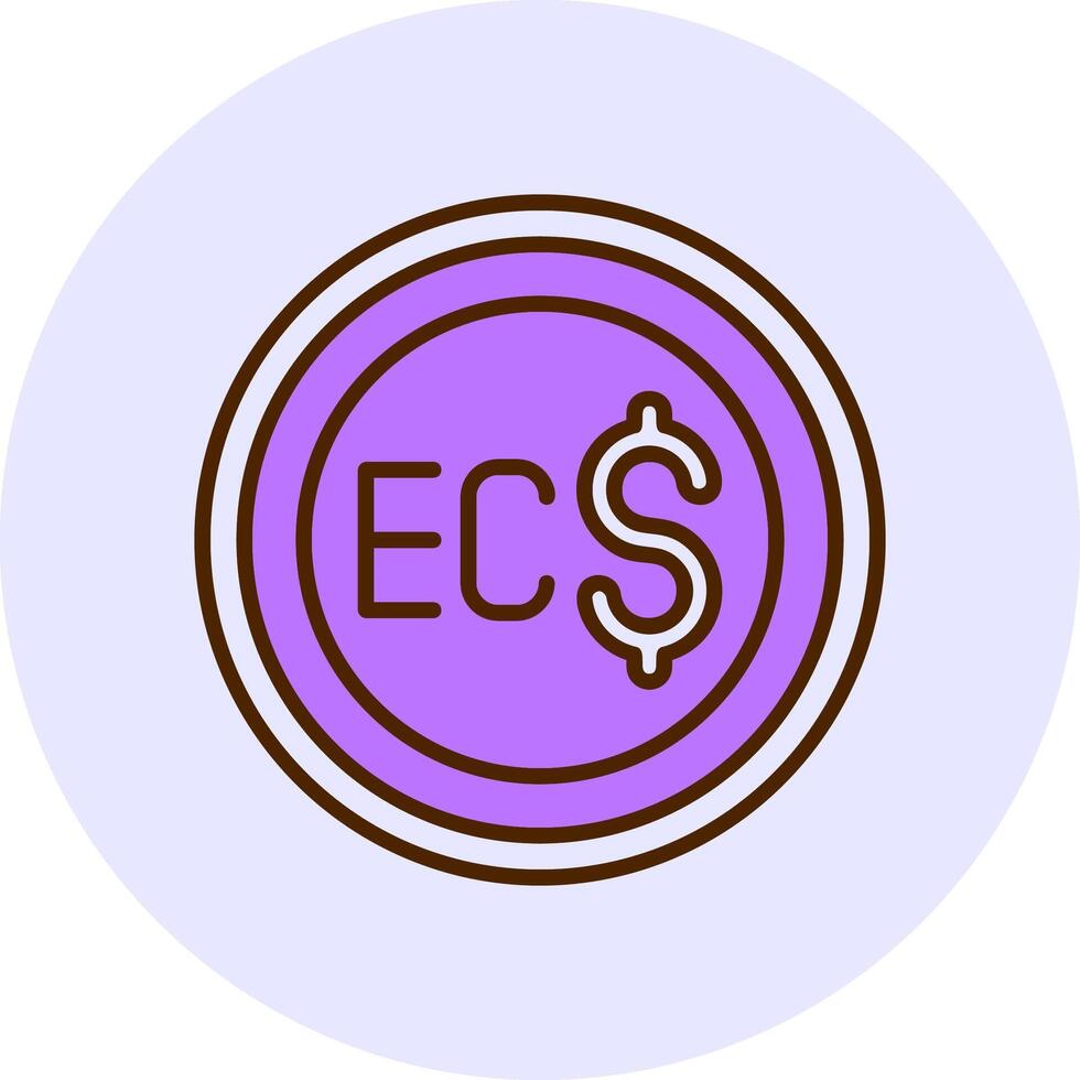 East Caribbean Dollar Sign Filled Circle Fill Style Icon vector