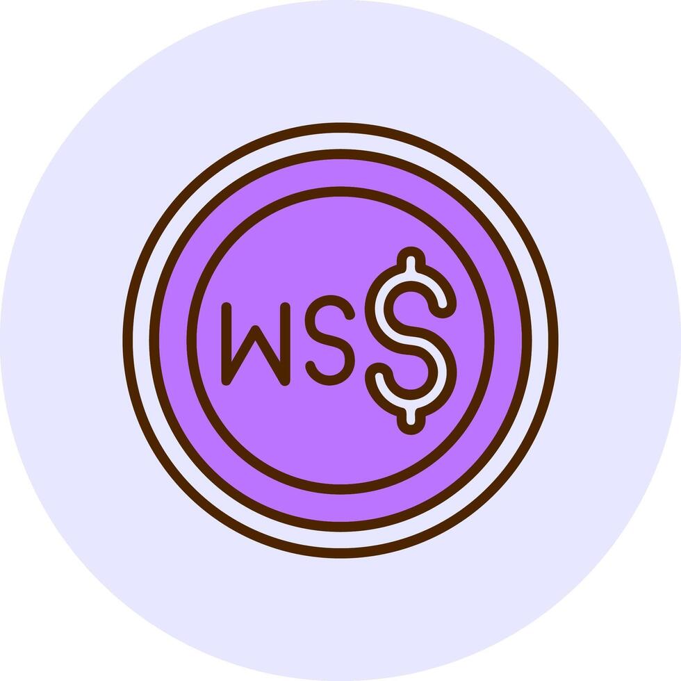 Samoan Tala Sign Filled Circle Fill Style Icon vector