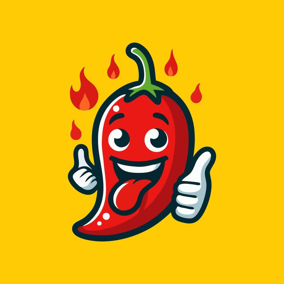 Red chili shows thumbs up while laughing vector