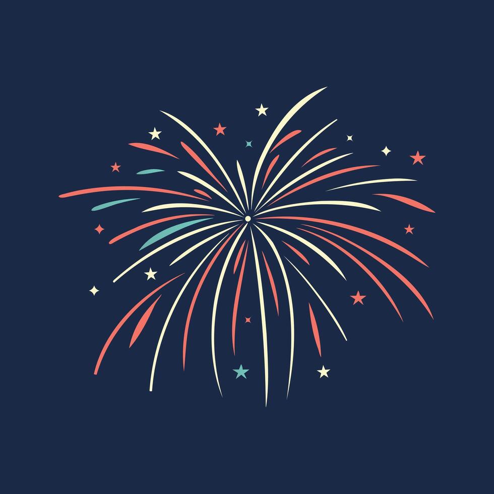 Spectacular Firework Burst in a Starry Night Sky. vector