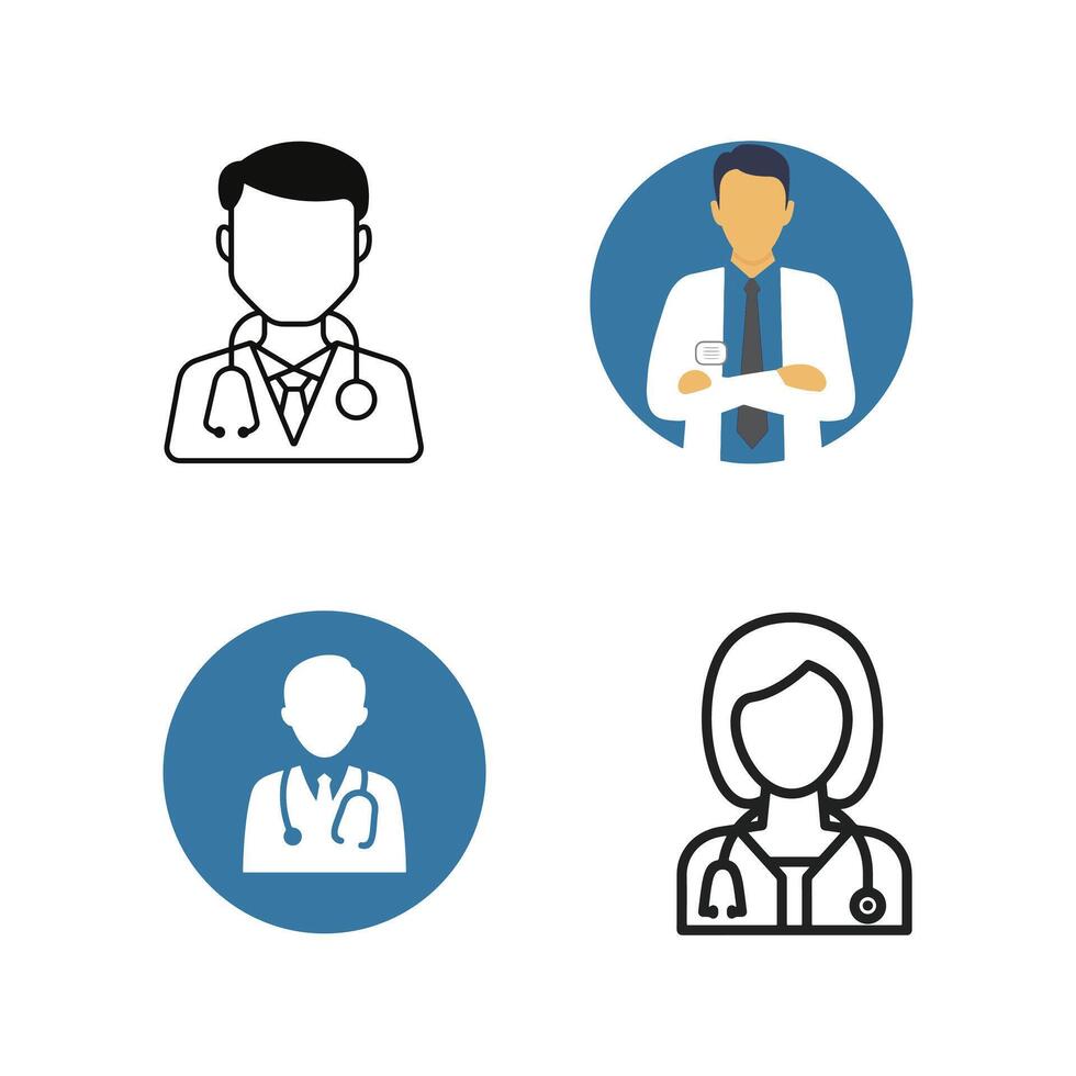 Different style Doctor icon set. vector