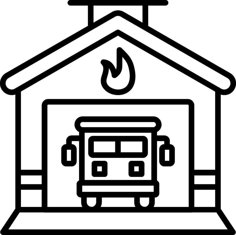 Fire Station Line Icon Design Element vector