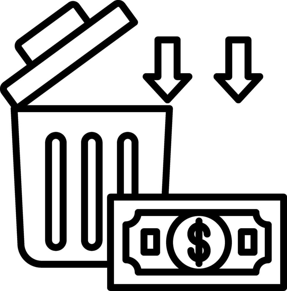 Wasted Money Line Icon vector