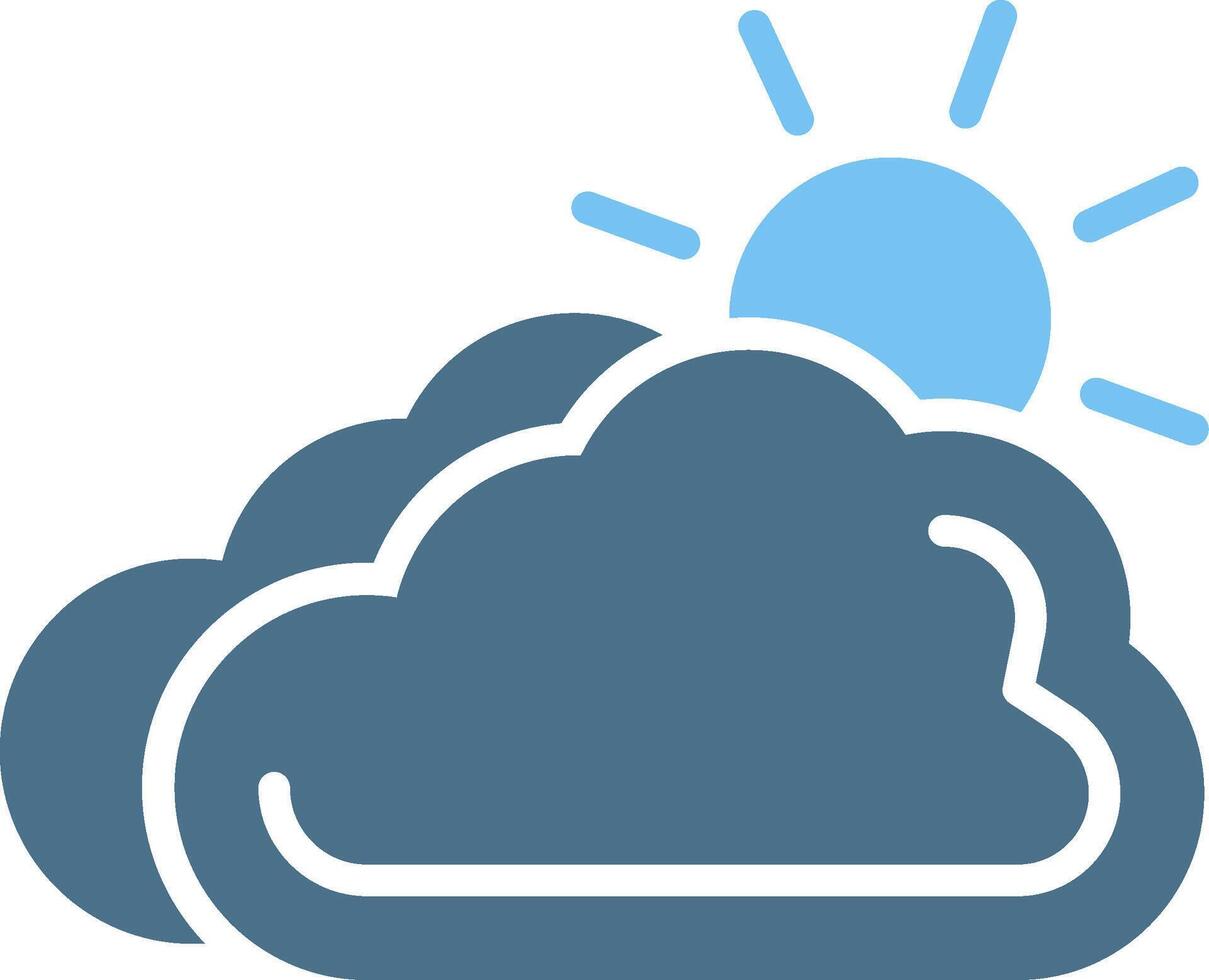 Cloudy Glyph Two Color Icon Design vector