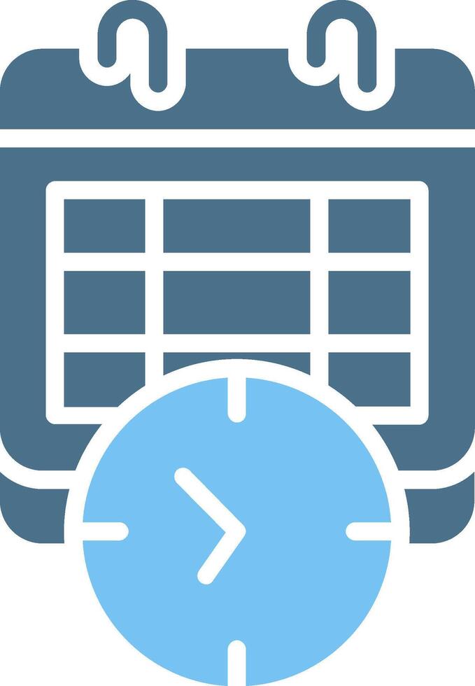 Clock Glyph Two Color Icon Design vector