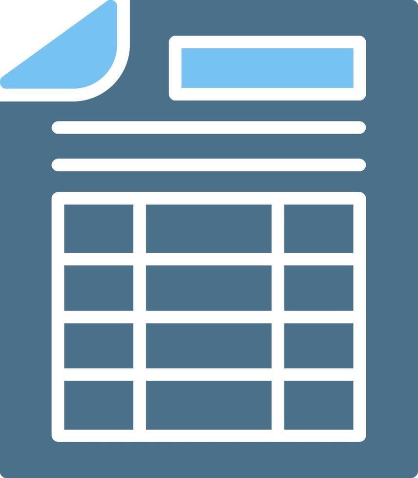 Spreadsheet Glyph Two Color Icon Design vector