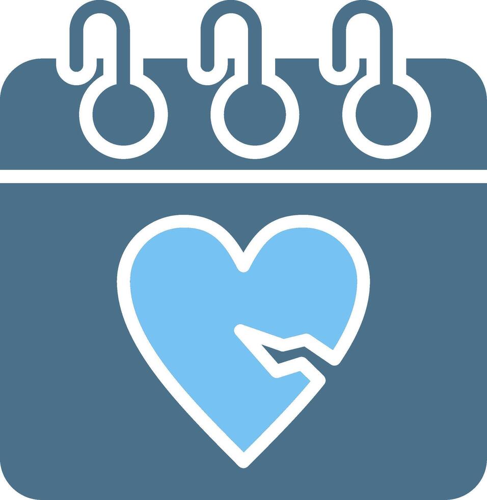 Heartbreak Glyph Two Color Icon Design vector