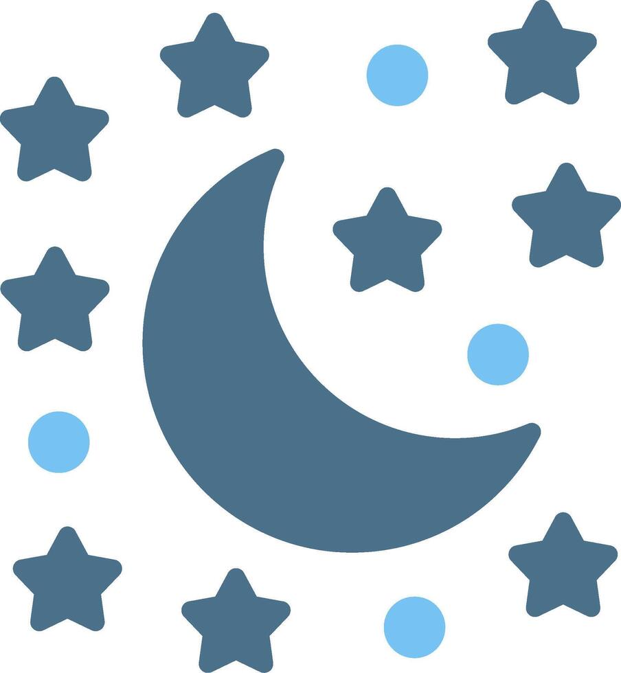 Moon And Stars Glyph Two Color Icon Design vector