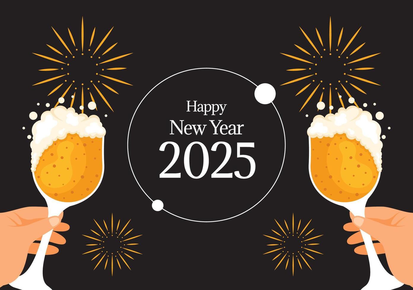 Cartoon Illustration for Happy New Year 2025 Celebration Social Media Background vector