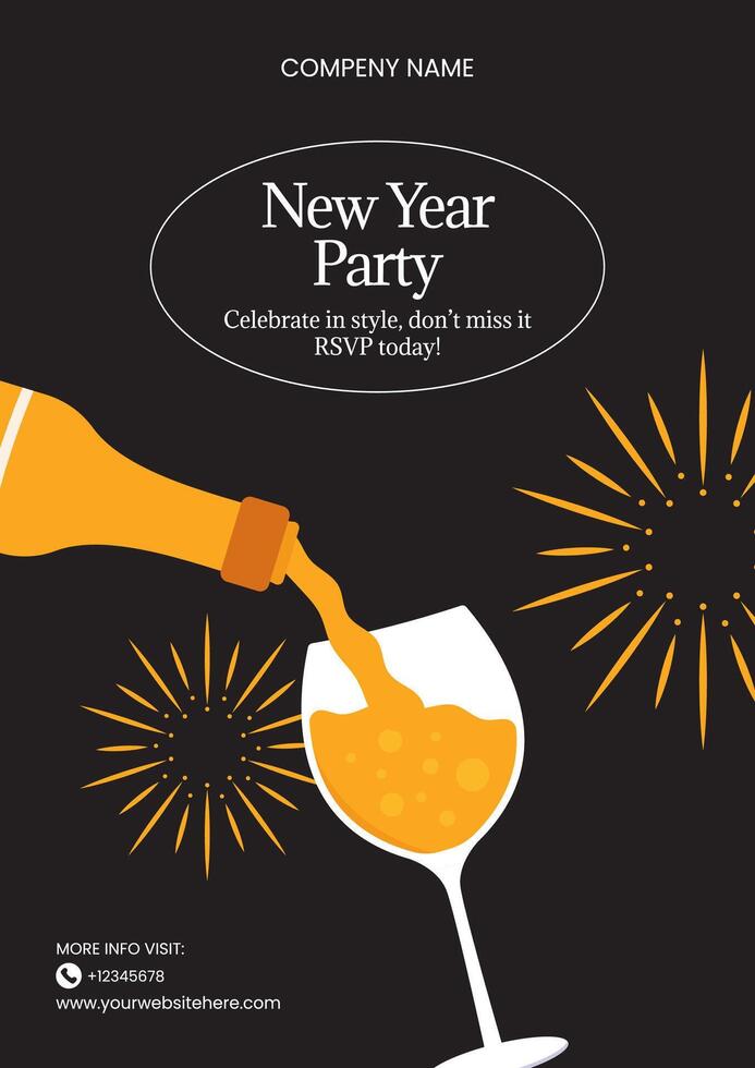 Flat Style Happy New Year 2025 Illustration for Festive Designs Flyer vector