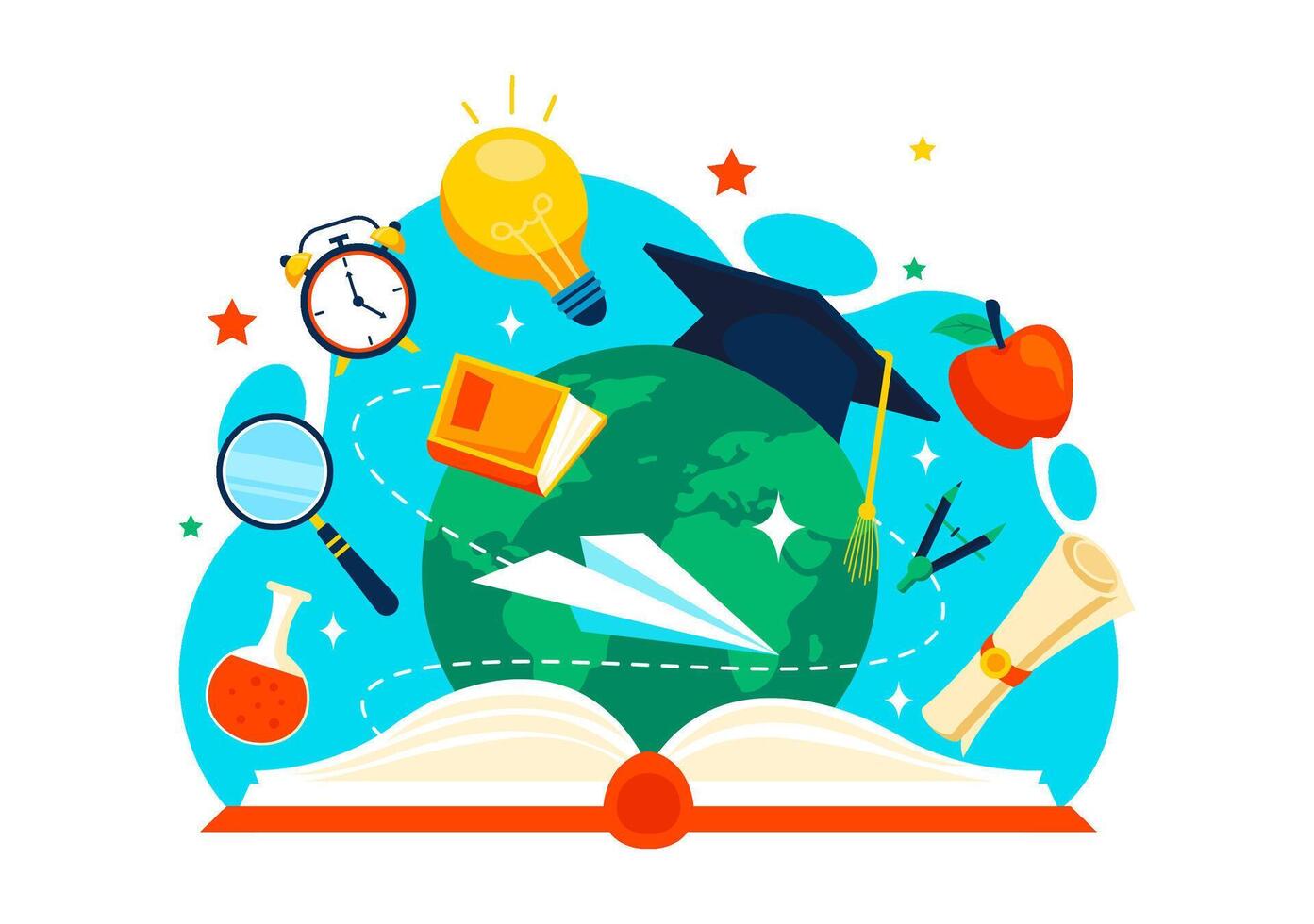 Educational Themed Design for International Education Day with Books and a Globe vector