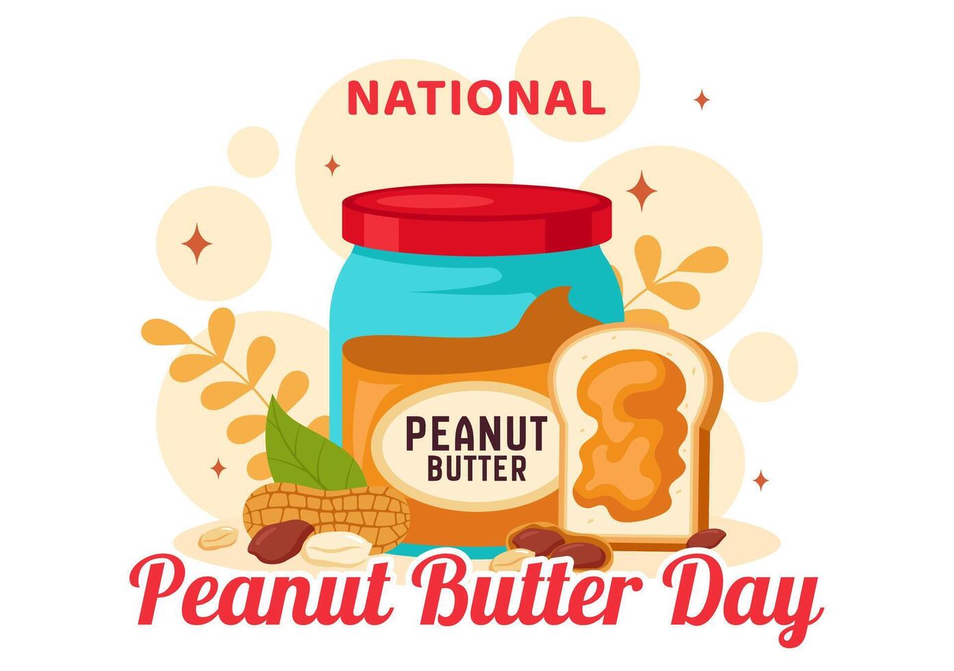 Flat Style Peanut Butter Jar and Spoon Illustration for January 24 vector